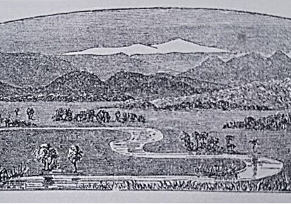 Western View of Kosciusco from Welaragang, Hume River, in June, 1839 
From a Sketch by P. G. King, Esq. 
